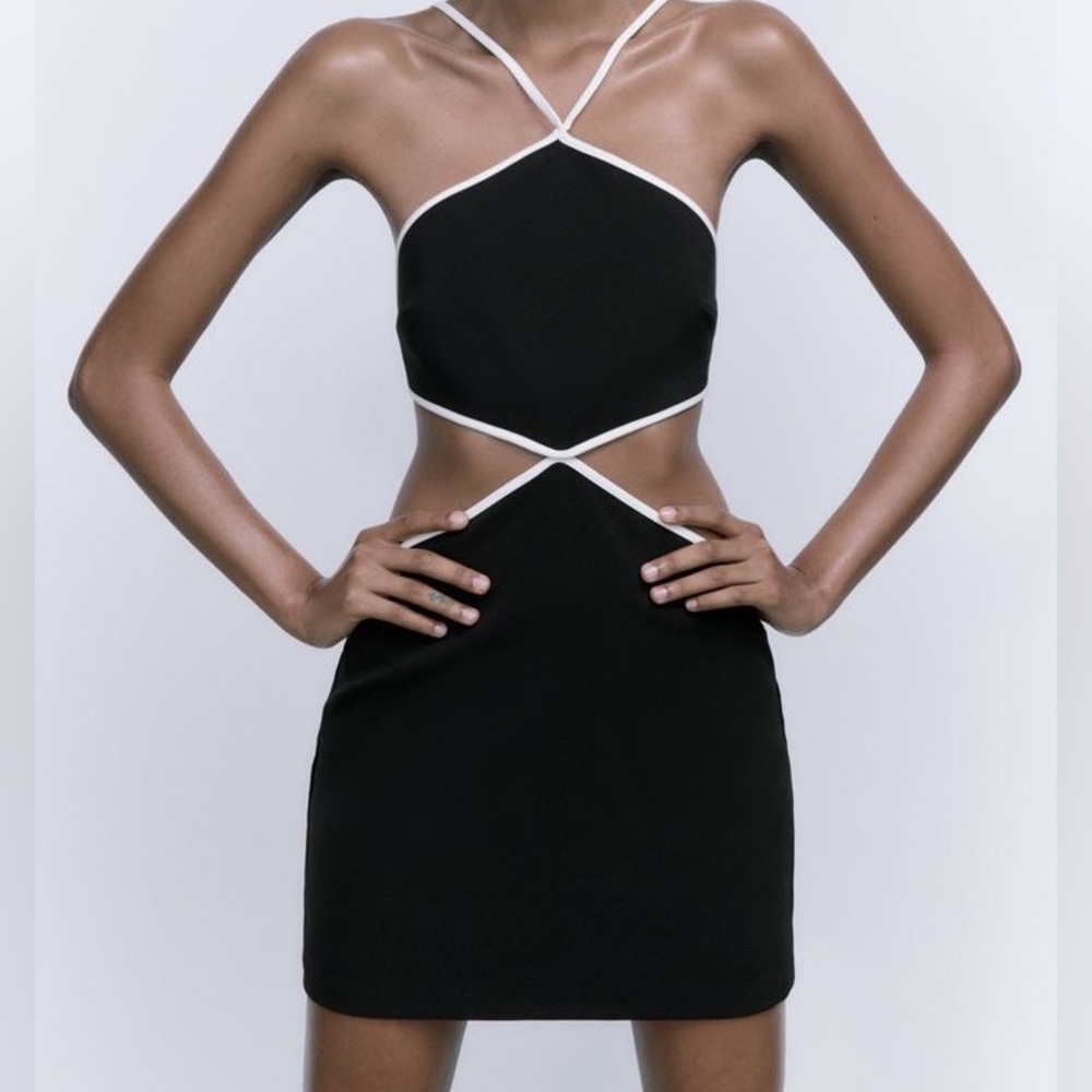 Zara Black and White Cut Out Dress